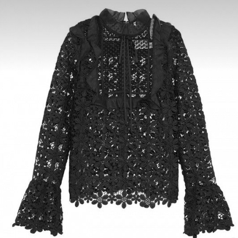 Self-portrait black bell sleeve blouse 🖤